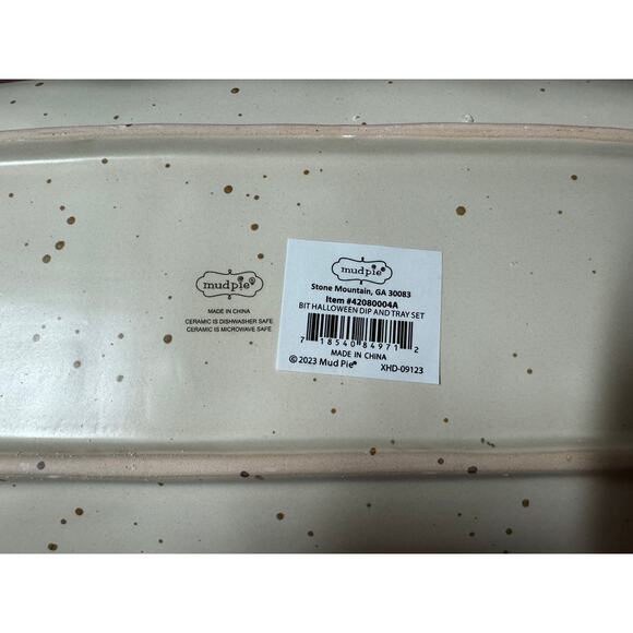 NIB Mud Pie Halloween Dip and Tray Set "A Wee Bit Wicked Pumpkins & Ghost - Picture 5 of 10